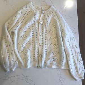 Sezane cream knit mohair blend cardigan